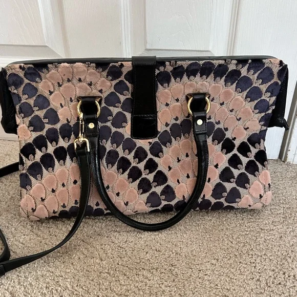 Glenda Gies chenille tapestry satchel purse